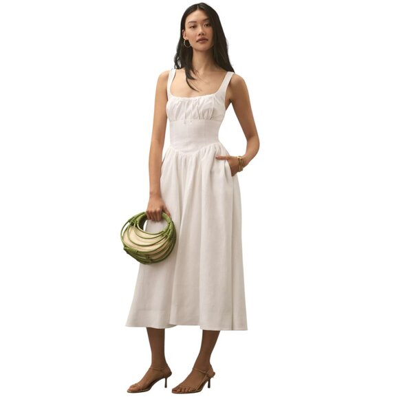 Reformation Balia linen dress + White + NWOT - Picture 2 of 13